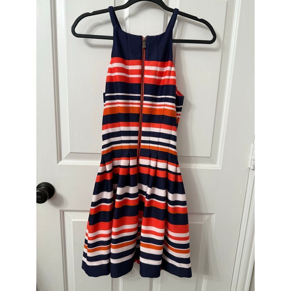 Vince Camuto Navy Red Striped Fit & Flare Halter Dress | Size 2 - Picture 5 of 5